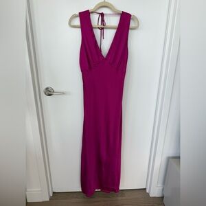 Abercrombie Plunge Cowl Back Maxi Dress - Fuschia - Size M Petite